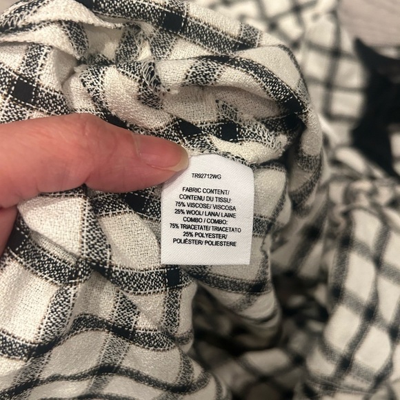 Derek Lam Asymmetric Ruched Wool Blend Crepe Check Top Size 0 - Picture 3 of 6